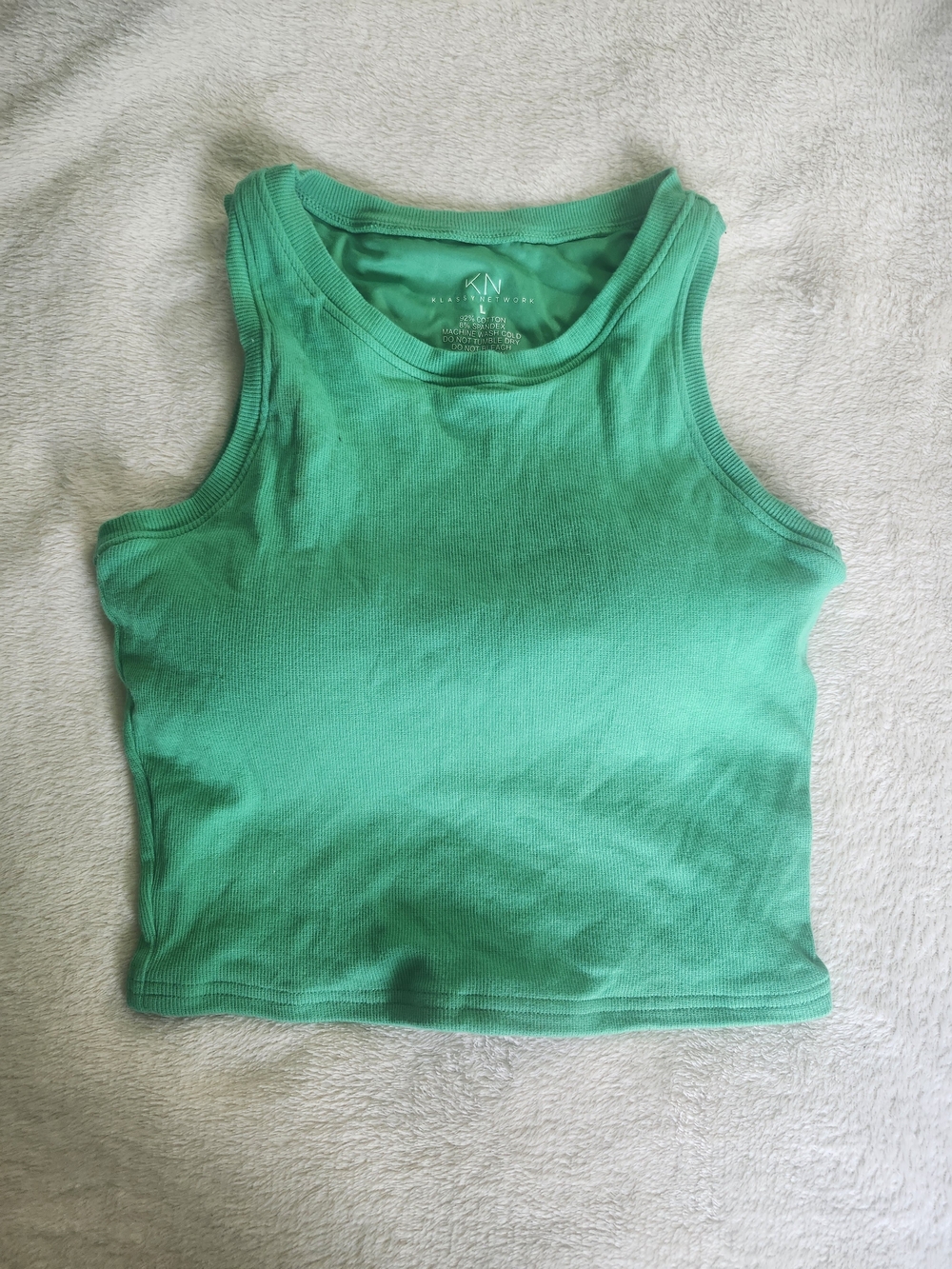 Klassy Network Green Ribbed Tank Top